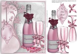 Congratulations Champagne and Glasses Card Topper