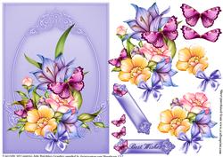 Flora in a Pastel Lilac Frame Card Front
