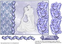 Wedding Day Blue Roses Card Topper