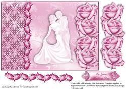 Wedding Day with Pink Roses Card Topper