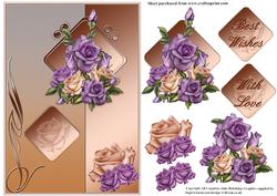Copper and Lavender Roses Card Front