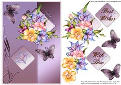 Two Tone Mauve Frame with Flutters and Flora Card Front