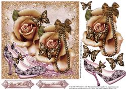 Pink Shoes and Roses Card Topper