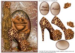 Leopard Print Shoe in a Shimmering Swirl Frame Card Front