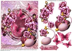 Pink Perfume Bottle in Shimmering Pink Frame