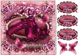 The Ballet Shoes with Roses Card Topper
