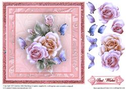Roses and Flutters in Pink Card Topper
