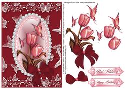 Spring Tulips in a Red Flutter Frame