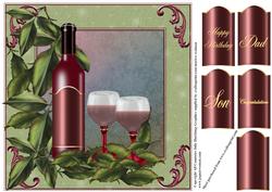 Red Wine and Glasses Card Topper