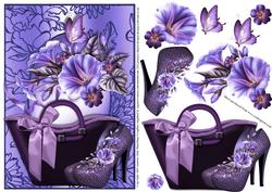 Lilac Shoes,handbag and Morning Glory Card Front