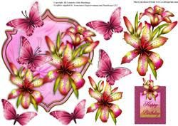 Beautiful Shaped Pink Lily Card Topper