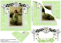 Vintage Cute Girl Merry Christmas Card Topper