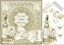 Wedding Anniversary Champagne Card Topper