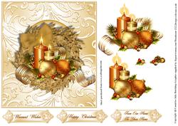 Golden Christmas Decorations Card Topper