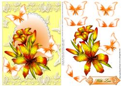 Lily Flutters in Lemon and Apricot Card Topper