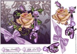 Lovely Lace Roses and Ballet Shoes Card Topper