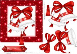 Sparkle Christmas Red and White Bells Card Topper