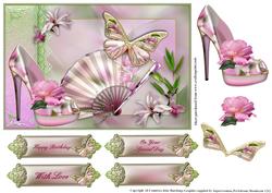 Pink Rose and Magnolia Shoe Card Topper