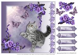 Cute Kitten with Butterfly's 8x8 Card Topper