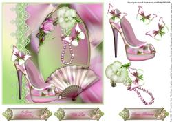 Magnolia Shoe in Green and Pink Tones Card Topper