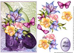 Hat Box Filled with Beautiful Flowers Card Front