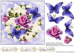 Stunning Butterflies and Roses Card Toppr