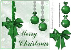 Sparkling Green Baubles Card Front/topper