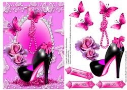 The Pink and Black Shoe Card Topper