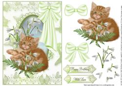 Kitty Among the Snowdrops Card Topper
