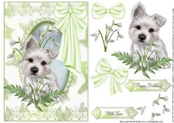 Puppy Among the Snowdrops Card Topper