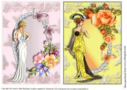 2 Art Deco Style Ladies Card Toppers