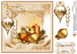 Candles and Decorations in Gold Shimmer Frame Topper