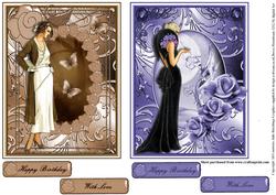 Two Art Deco Ladies Card Toppers