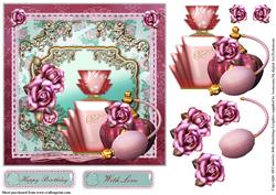 Perfume Bottles and Roses Card Topper