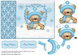 Cute Snow Ball Bear Card Topper