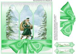 Santa Clause in Green Triple Arch Card Topper