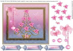 Christmas Tree with Pink Poinsettia Lights