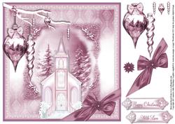 Beautiful Church in Purples Christmas Topper