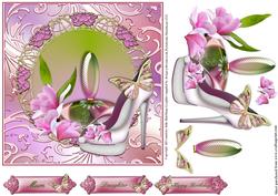 The Pretty Pink Shoes and Perfume Bottle Card Topper