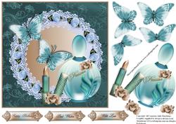 Teal Perfume and Lipstick Card Topper
