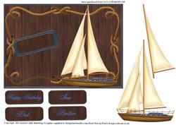 Masculine Birthday Sailing Boat Card Topper