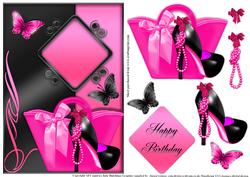 Hot Pink and Black Shoes Card Topper