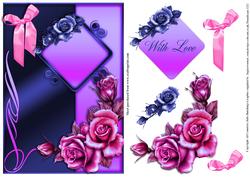 Pinks and Purples Roses Card Topper
