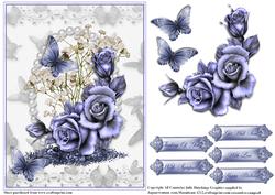Blue Rose and Butterfly's Sympathy/birthday