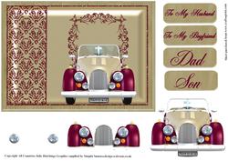 Masculine Morris Car Christmas/birthday Card Topper
