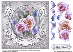 Flora and Flutters in Blue Card Topper
