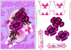 Pink and Cerise Flora in a Flutter Frame