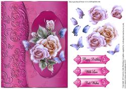Roses with Flutter Border Card Topper