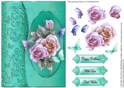 Gorgeous Roses with Flutter Border Card Topper