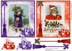Two Vintage Christmas Santa Clause Card Toppers